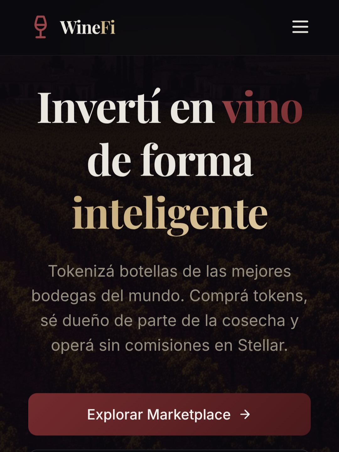 Plataforma de tokenización de vinos WineFi